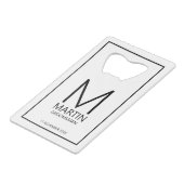 モダンパーソナライズされたMonogramとName Groomsmen クレジットカード栓抜き (正面アングル)