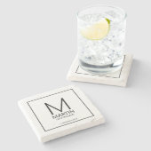 モダンパーソナライズされたMonogramとName Groomsmen ストーンコースター (横)