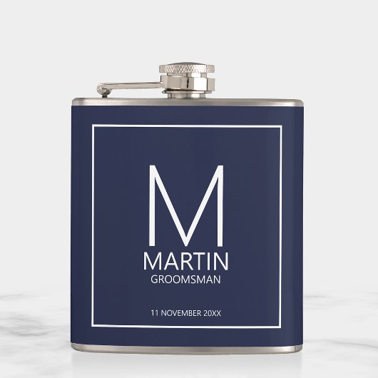 モダンパーソナライズされたMonogramとName Groomsmen フラスク