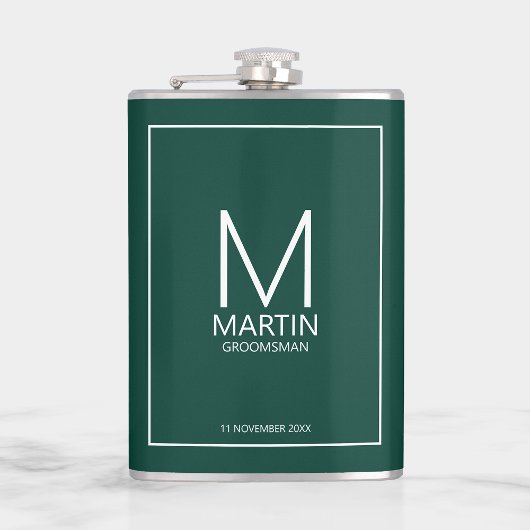 モダンパーソナライズされたMonogramとName Groomsmen フラスク