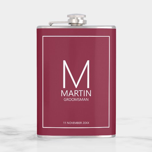 モダンパーソナライズされたMonogramとName Groomsmen フラスク