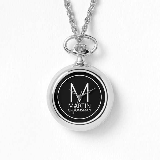 モダンパーソナライズされたMonogramとName Groomsmen 腕時計 (正面)