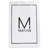 モダンパーソナライズされたMonogramとName Medium Gift ミディアムペーパーバッグ (正面)