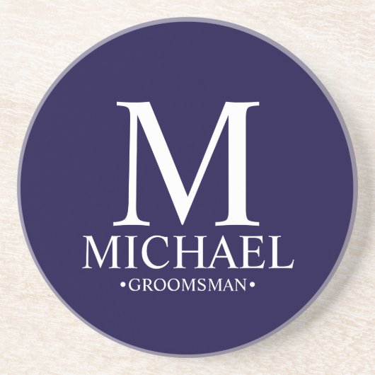 モダンパーソナライズされたMonogram and Name Groomsman コースター (正面)