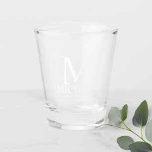 モダンパーソナライズされたMonogram and Name Groomsman ショットグラス
