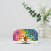 モダンパーソナライズされたTree of Life -カラフル離れ 名刺 (スタンド正面)