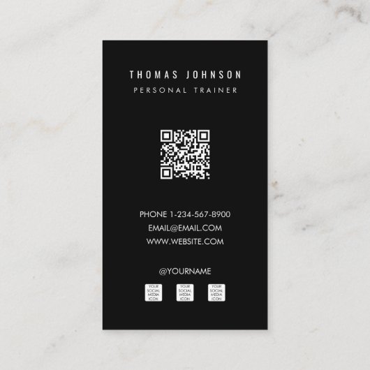 モダンパーソナルトレーナーフィットネスアスリート写真 名刺 (裏面)