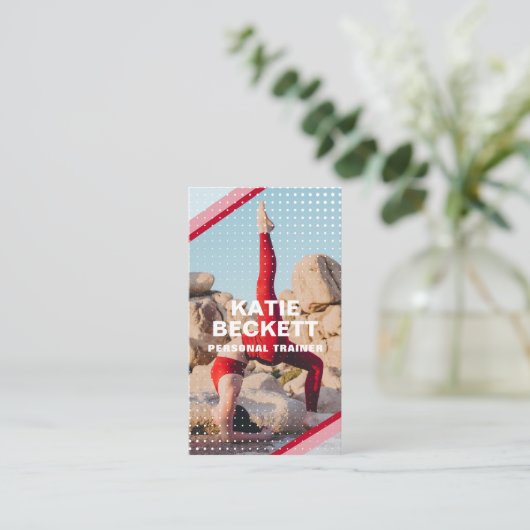 モダンパーソナルトレーナーフィットネス写真 名刺 (スタンド正面)