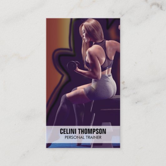 モダンパーソナルトレーナーフィットネス写真QRコード 名刺 (正面)