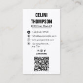 モダンパーソナルトレーナーフィットネス写真QRコード 名刺 (裏面)