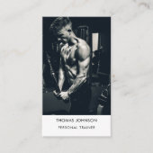 モダンパーソナルトレーナーフィットネス写真QRコード 名刺 (正面)