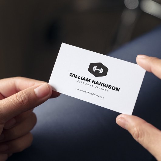 モダンパーソナルトレーナー用ダンベルロゴ、フィットネス 名刺