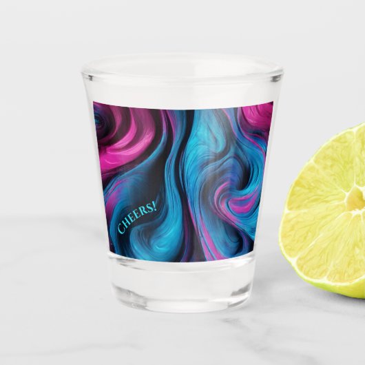 モダンパーティーめがね – 青とピンク –  ショットグラス (正面)