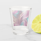 モダンパーティーガラス – マゼンタターコイズおよび金ゴールド- ショットグラス (裏面)