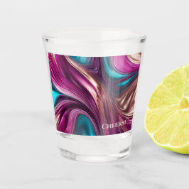 モダンパーティーガラス – マゼンタターコイズおよび金ゴールド- ショットグラス