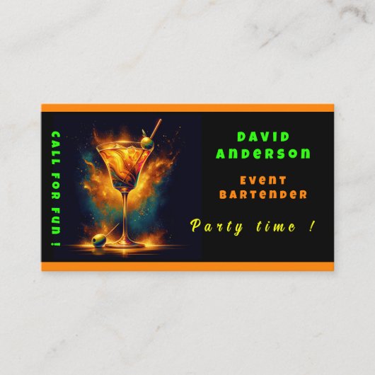 モダンパーティータイムネオンパーソナライズされたプロフェッショナル 名刺 (正面)