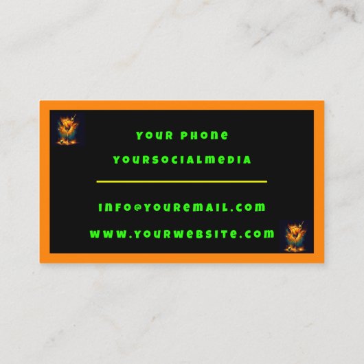 モダンパーティータイムネオンパーソナライズされたプロフェッショナル 名刺 (裏面)