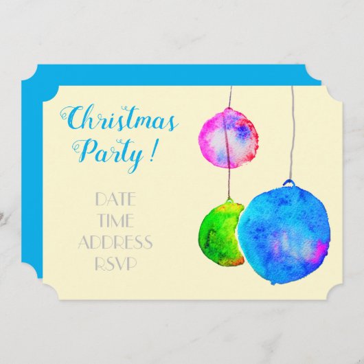 モダンパーティーピンクとブルー 招待状 (正面/裏面)