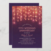 モダンパーティーライト 15周年結婚記念日 招待状 (正面/裏面)