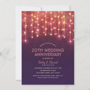 モダンパーティーライト 20周年結婚記念日 招待状