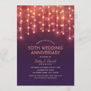 モダンパーティーライト 50周年結婚記念日 招待状