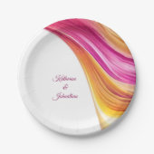 モダンパーティー供給 – ピンクオレンジ黄 –  ペーパープレート (正面)