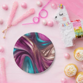 モダンパーティー供給 – マゼンタターコイズ金ゴールド- ペーパープレート (パーティー)