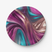 モダンパーティー供給 – マゼンタターコイズ金ゴールド- ペーパープレート (正面)