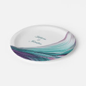 モダンパーティー供給 – 紫と緑 –  ペーパープレート (アングル)