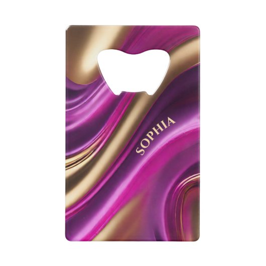 モダンパーティー供給 – 紫ピンクと金ゴールド- クレジットカード栓抜き (正面)