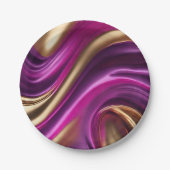 モダンパーティー供給 – 紫ピンクと金ゴールド- ペーパープレート (正面)