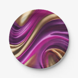 モダンパーティー供給 – 紫ピンクと金ゴールド- ペーパープレート