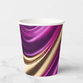 モダンパーティー供給 – 紫ピンクと金ゴールド- 紙コップ (正面)