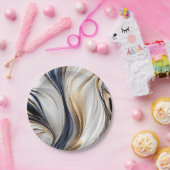 モダンパーティー供給 – 青ホワイトおよび金ゴールド- ペーパープレート (パーティー)