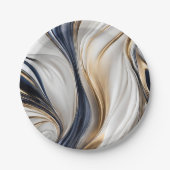 モダンパーティー供給 – 青ホワイトおよび金ゴールド- ペーパープレート (正面)