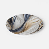 モダンパーティー供給 – 青ホワイトおよび金ゴールド- ペーパープレート (アングル)