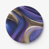 モダンパーティー供給 – 青紫と金ゴールド- ペーパープレート (正面)