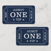 モダンパーティー入場券 - ネイビー＆ホワイト エンクロージャーカード (正面/裏面)