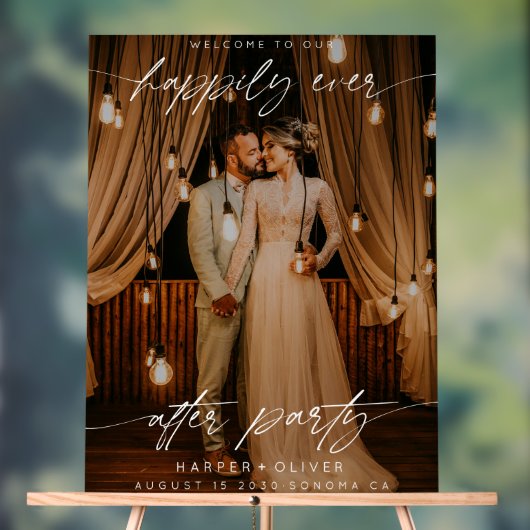 モダンパーティー写真の後で楽しく結婚 アクリルサイン (ニュートラル)