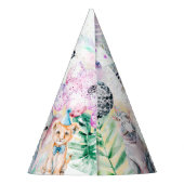 モダンパーティー動物サファリジャングルズー誕生日 パーティーハット (裏面)