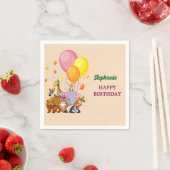 モダンパーティー動物虹カラー誕生日 スタンダードカクテルナプキン (インサイチュ)