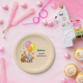 モダンパーティー動物虹カラー誕生日 ペーパープレート