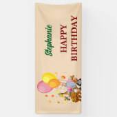 モダンパーティー動物虹カラー誕生日 横断幕 (縦)