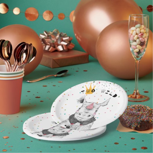 モダンパーティー動物誕生会 ペーパープレート (複数)