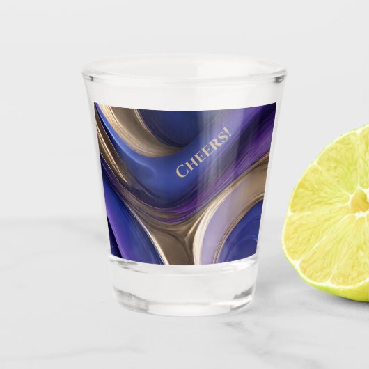 モダンパーティー眼鏡 – 青パープルと金ゴールド ショットグラス (正面)