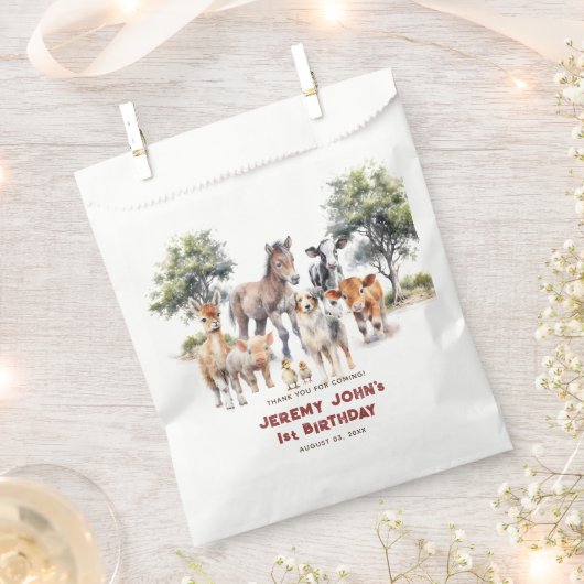 モダンパーティー農園の動物の皆様に感謝申し来上げる フェイバーバッグ (クリップ留めされた状態)