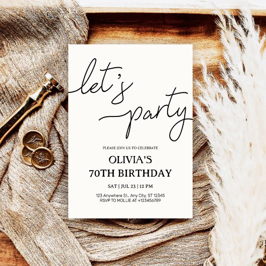 モダンパーティー70誕生日 招待状