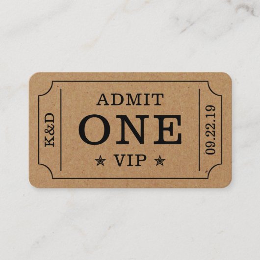 モダンパーティー 入場チケット - ラスティック クラフト エンクロージャーカード (正面)