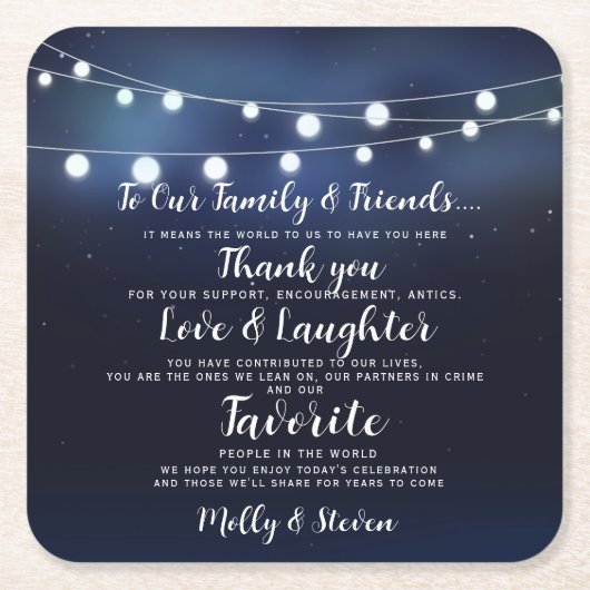 モダンパーティー/結婚sありがとう スクエアペーパーコースター (正面)