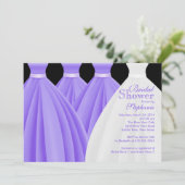 モダンパープルのブライズメイドドレス ブライダルシャワー 招待状 (スタンド正面)